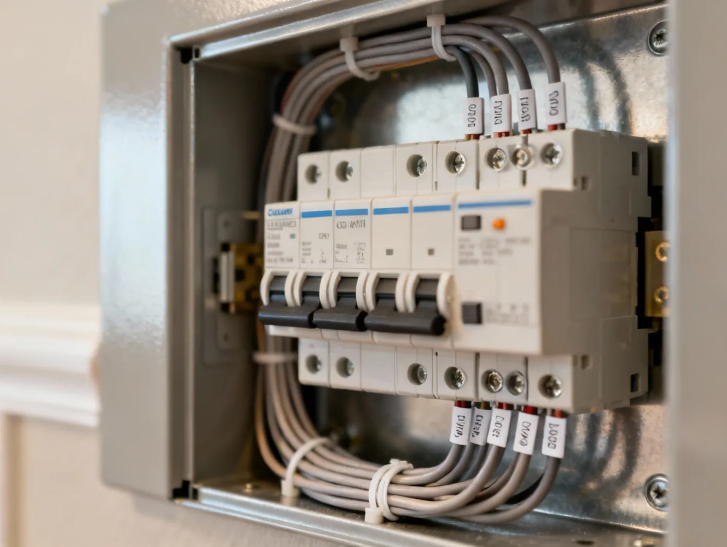 Électricien professionnel certifié travaillant sur un tableau électrique à Grenoble