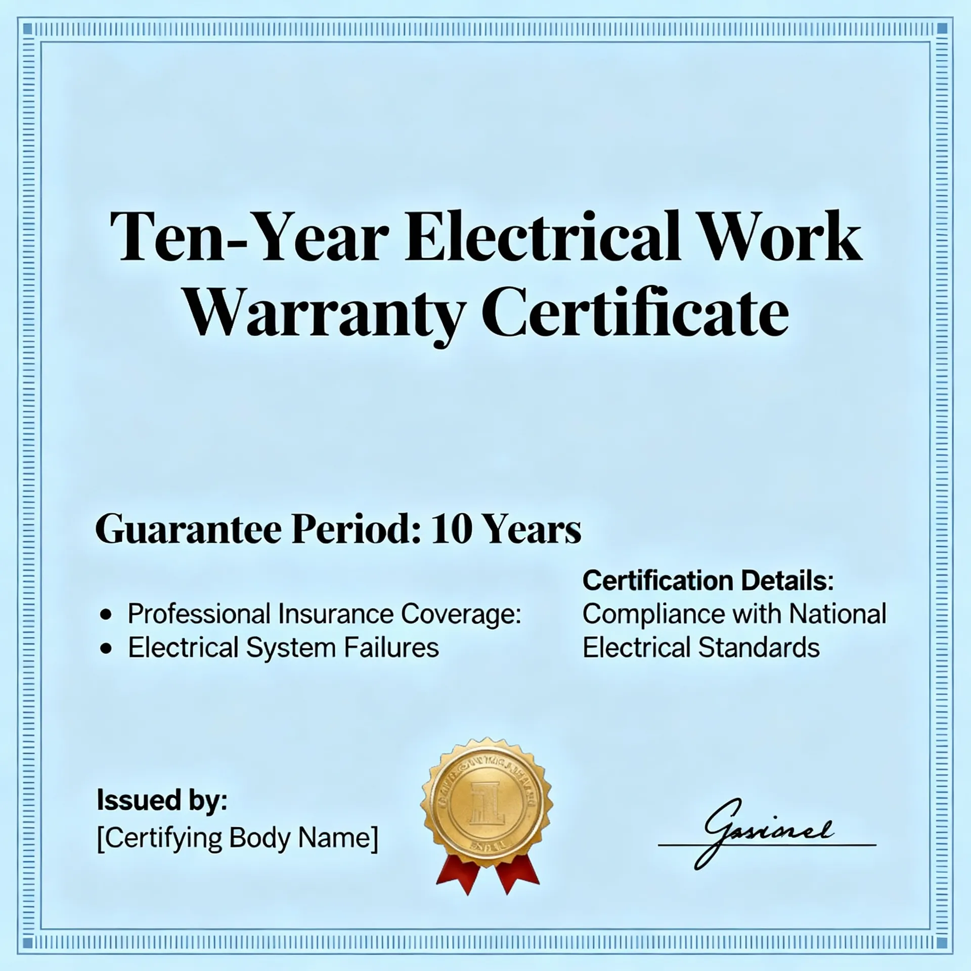 Attestation garantie décennale travaux électriques